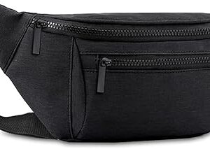 Yeacun-Fanny Pack for Men Women,Crossbody Waist Bag Pack,Belt Bag for Travel Walking Running Hiking Cycling,Easy Carry Any Phone,Wallet (Black)