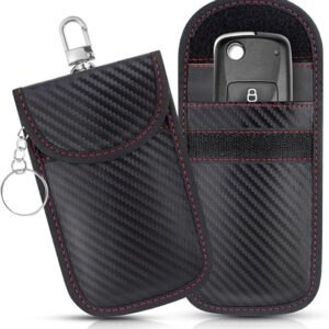 Yeacun-2 Pack Faraday Car Keycase Protective Bag Car rfid Signal Blocking Key Fob Protector Carbon Fiber Security Anti-theft Car Key Pouch Anti-Hacking Case Blocker Car Rfid Key Bag Faraday Cage Protector