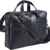 Yeacun-Men's Leather Messenger Bag, 15.6 Inches Laptop Briefcase Business Satchel Computer Handbag Shoulder Bag for Men-Black