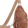 Yeacun-Small Sling Bag for Women, Vegan Leather Fanny Pack Crossbody Bags for Women, Chest Bag With Guitar Strap