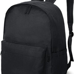 Yeacun-Casual Laptop Backpacks Bookbag for Men Women Travel Work Gym, 20L Daypack Backpack with Bottle Pockets, Black
