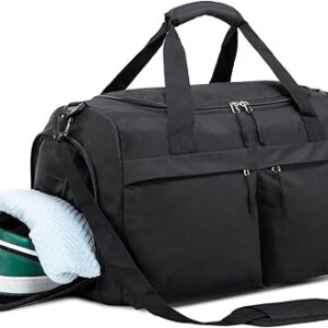 Yeacun-Gym Bag for Men - 21 Inches Duffle Bag Women Lightweight Duffel Bag with Wet Pocket Shoe Compartment Travel Bag Sports Bag for Gym Sports Travel - Black