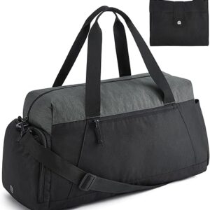 Yeacun-Gym Bags for Men Women, Foldable Travel Duffle Bag, Lightweight Weekender Duffel Bag With Shoe Compartment, Water Resistant Workout Duffle Sports Bag for Travel Yoga, Black