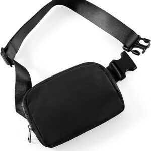 Yeacun-Unisex Mini Belt Bag with Adjustable Strap Small Fanny Pack for Workout Running Traveling Hiking, Black