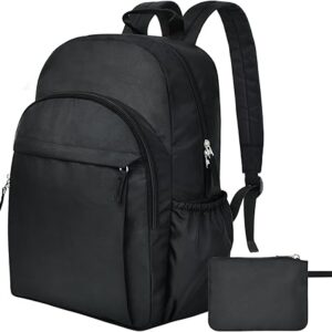 Yeacun-Classical Basic Black Backpack for School, Water Resistant Bookbag for Boys Girls, Travel Laptop Backpack, Work Backpack for Men, Backpack for College Students (Black)
