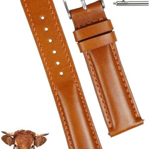 Yeacun-Vintage Leather Watch Band Quick Release Full Grain Leather Strap For Men Women Handmade Extra Soft Watch Wrist Band Elegant Replacement Stainless Steel Strap
